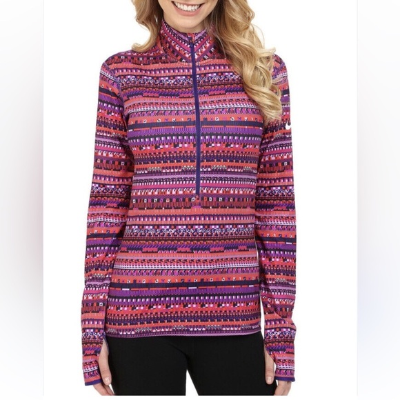 Nike Pro Dri Fit Half Zip patterned pullover. Like new condition. Tribal. Sz M - Picture 1 of 12